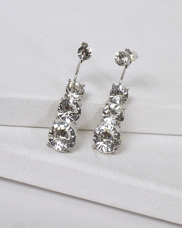 Multifaceted Crystal Three Tier Drop Earrings