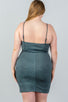 Ladies fashion plus size glitter green zip-up bodycon mini dress