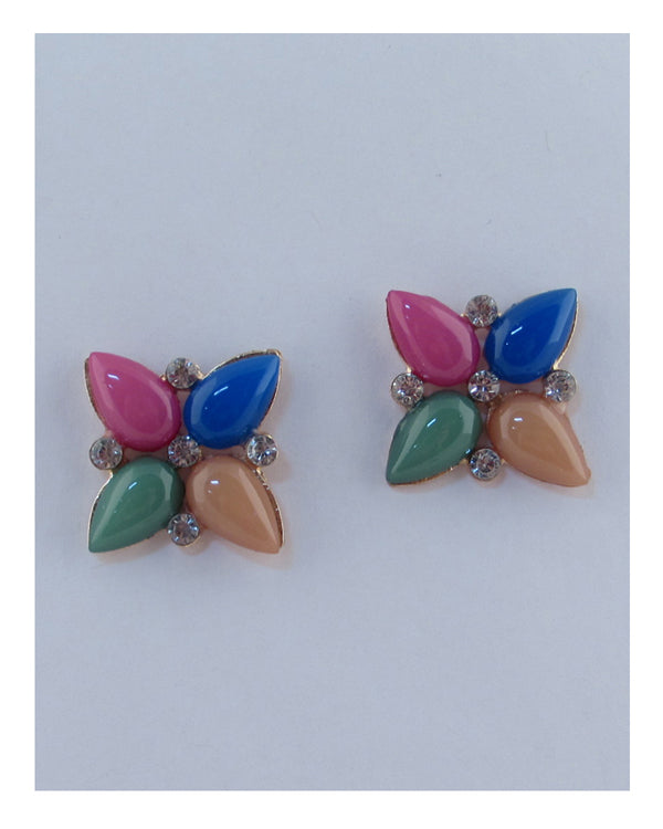 Flower shape faux stone earrings