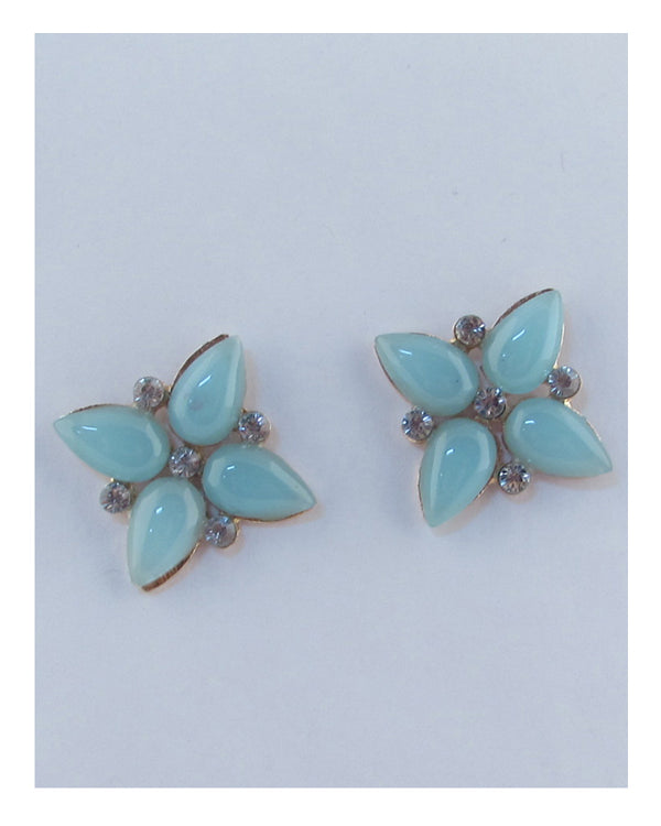 Flower shape faux stone earrings