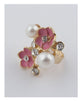 Pearlescent flower adjustable ring