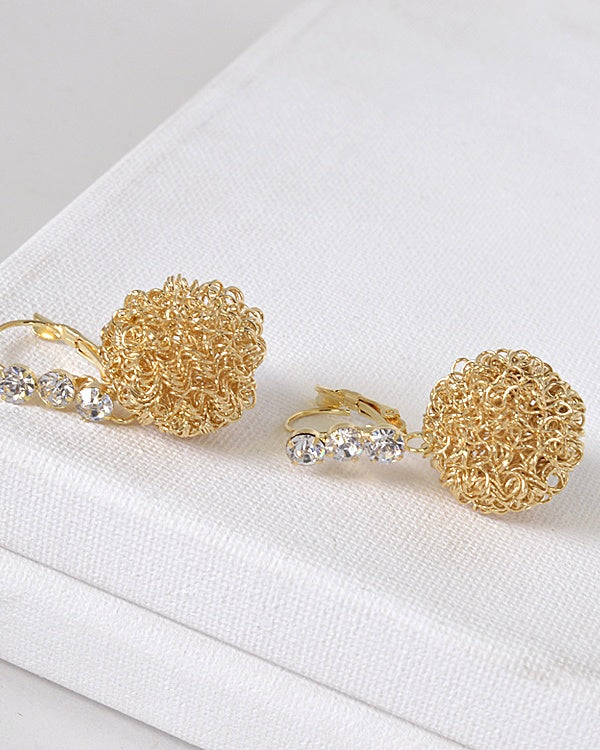 Crystal Studded Metallic Ball Drop Earrings id.31572