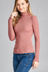 Ladies fashion plus size long sleeve turtle neck fitted rib sweater top