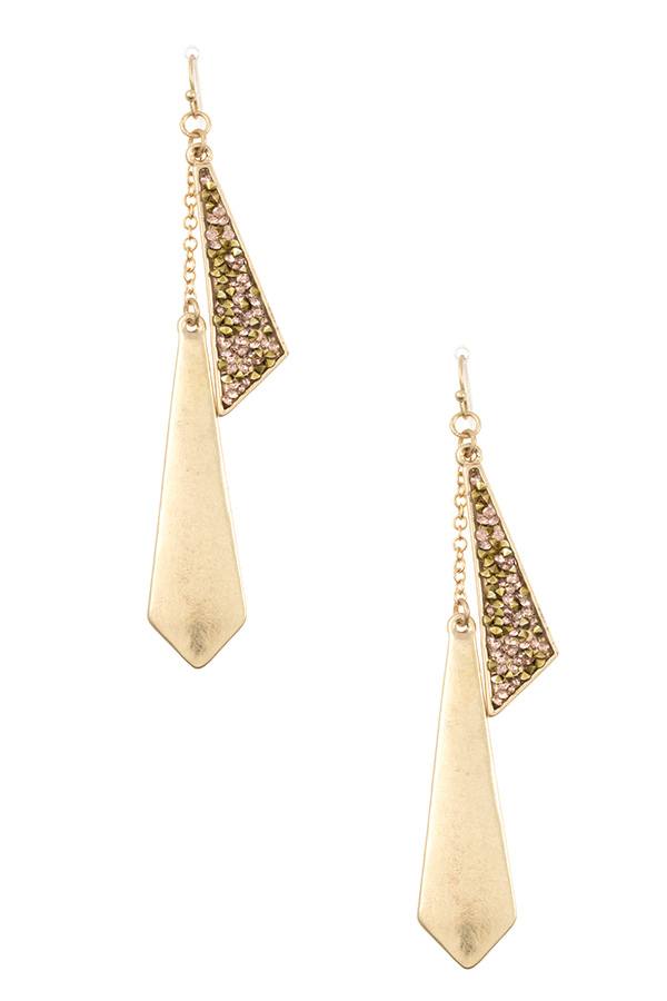 Symmetrical crystal gem pave link earring