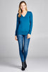 Ladies fashion long sleeve vneck classic sweater