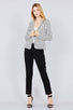 Long sleeve notched collar princess seam w/back slit striped jacket