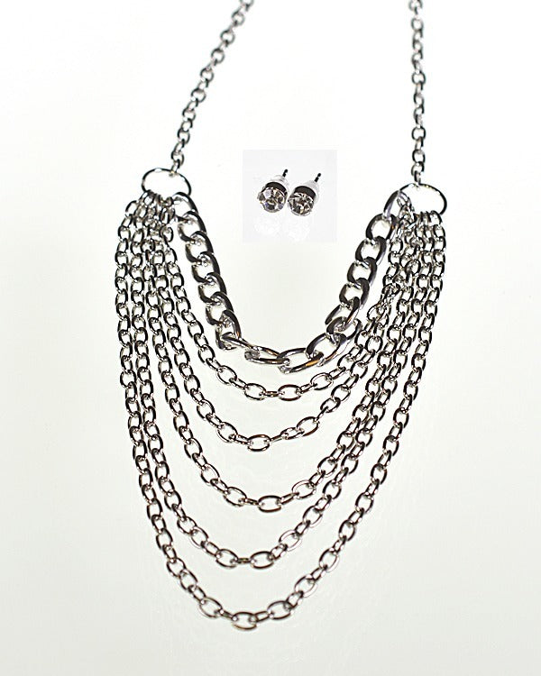 Multiple Strand Rolo Chain Necklace