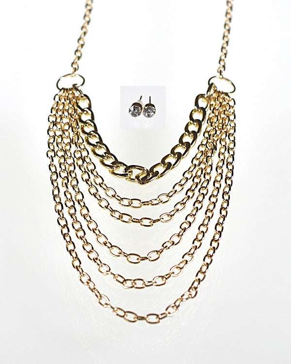 Multiple Strand Rolo Chain Necklace