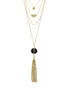 Chain tassel wire wrapped semi precious stone necklace