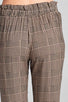 Ladies fashion plus size self ribbon detail long leg checked print woven pants