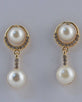 Faux Pearl Drop Earrings w/ Rhinestones