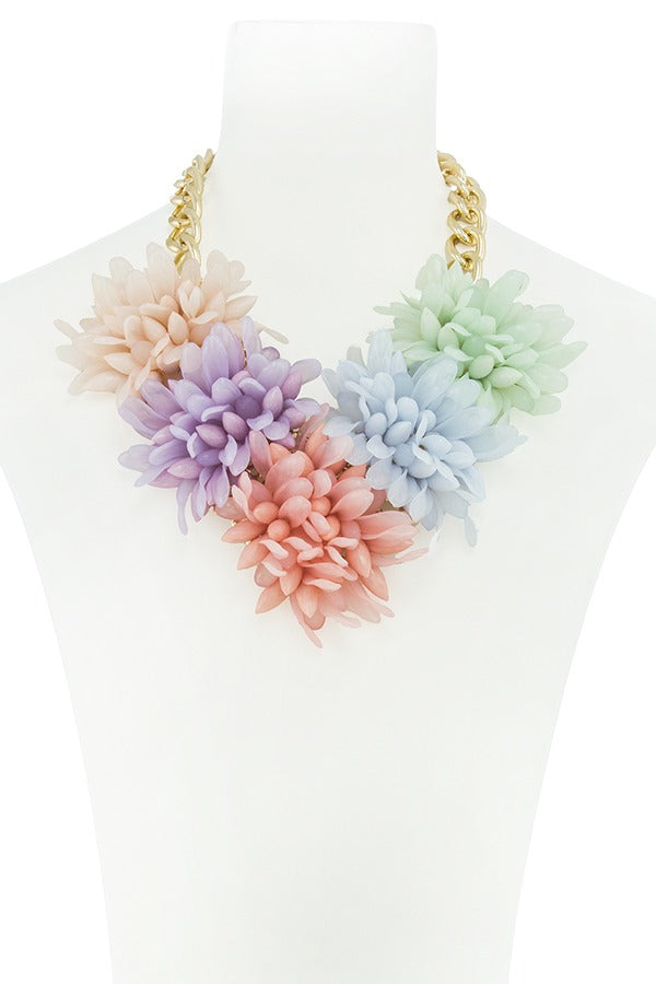 Acrylic flower statement necklace set