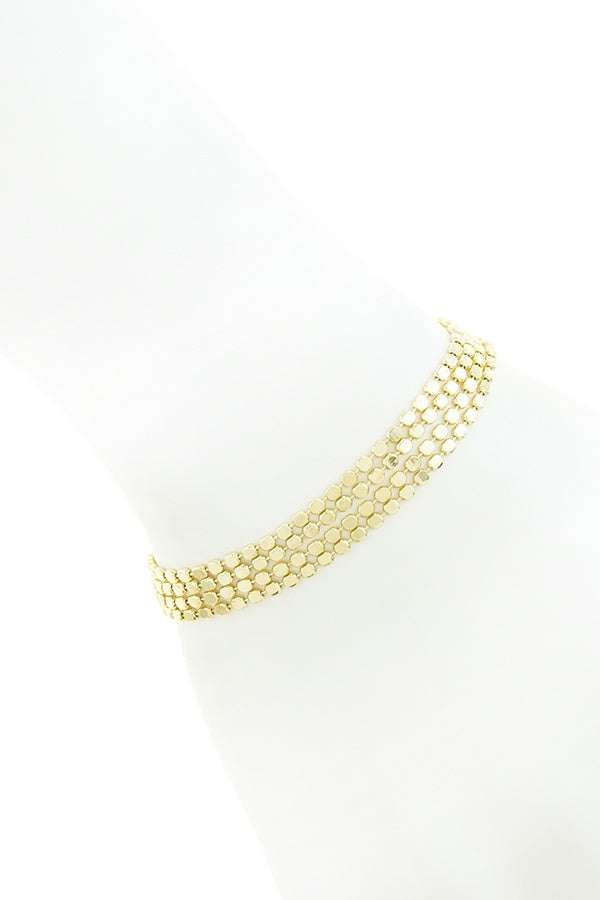 Shiny four row dotted chain bracelet