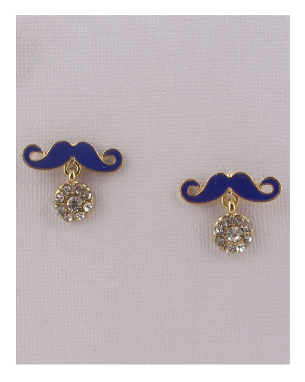 Mustache earrings w/rhinestones