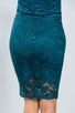 Ladies fashion teal floral lace top and mini skirt set