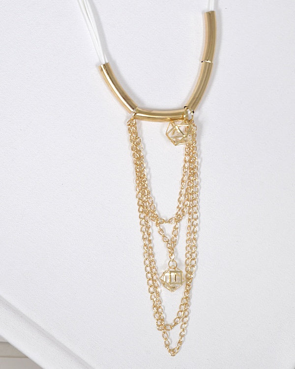 Crystal and Rolo Chain Embellished Necklace