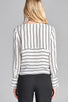 Ladies fashion plus size long sleeve round neck front self tie stripe print woven top