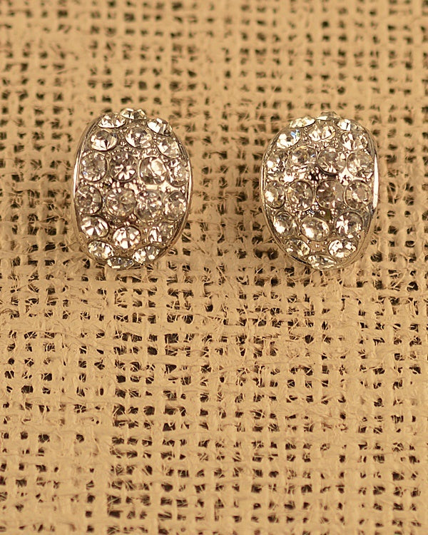 Oval Shaped Stone Studded Earrings