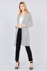 Long sleeve notched collar open front striped long jacket