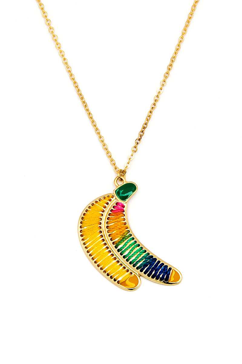 Fashion Stitch Banana Pendant Necklace And Earring Set