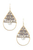 Wired bead gem accent teardrop dangle earring