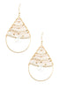 Wired bead gem accent teardrop dangle earring