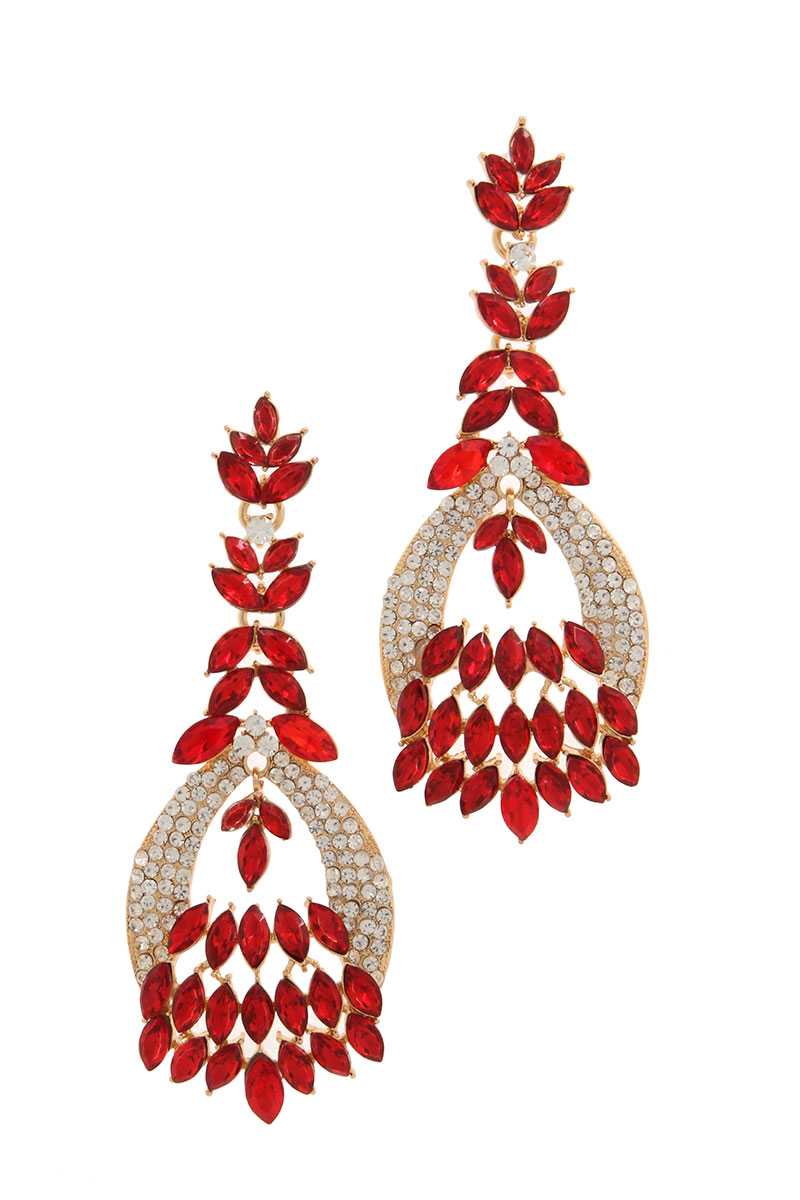 Marquise shape rhinestone post drop earring