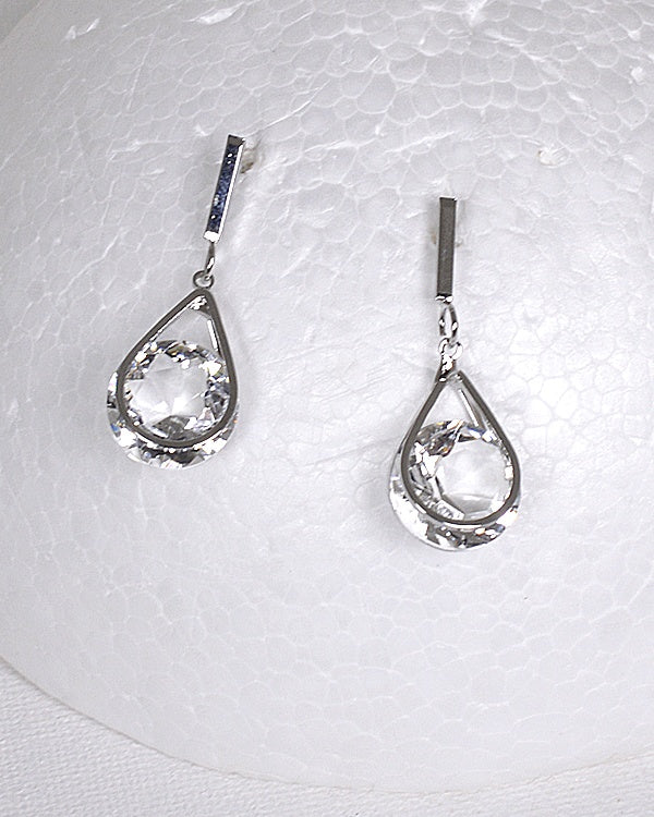 Drop Earrings with Clear Crystals