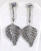 Crystal and Stone Studded Metallic Leaf Accent Drop Earrings