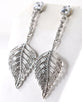 Crystal and Stone Studded Metallic Leaf Accent Drop Earrings