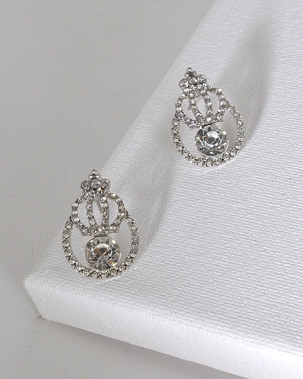 Crystal and Stone Studded Tear Drop Shaped Earrings