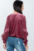 Ladies fashion ruched drawstring ruffle sleeves sweater