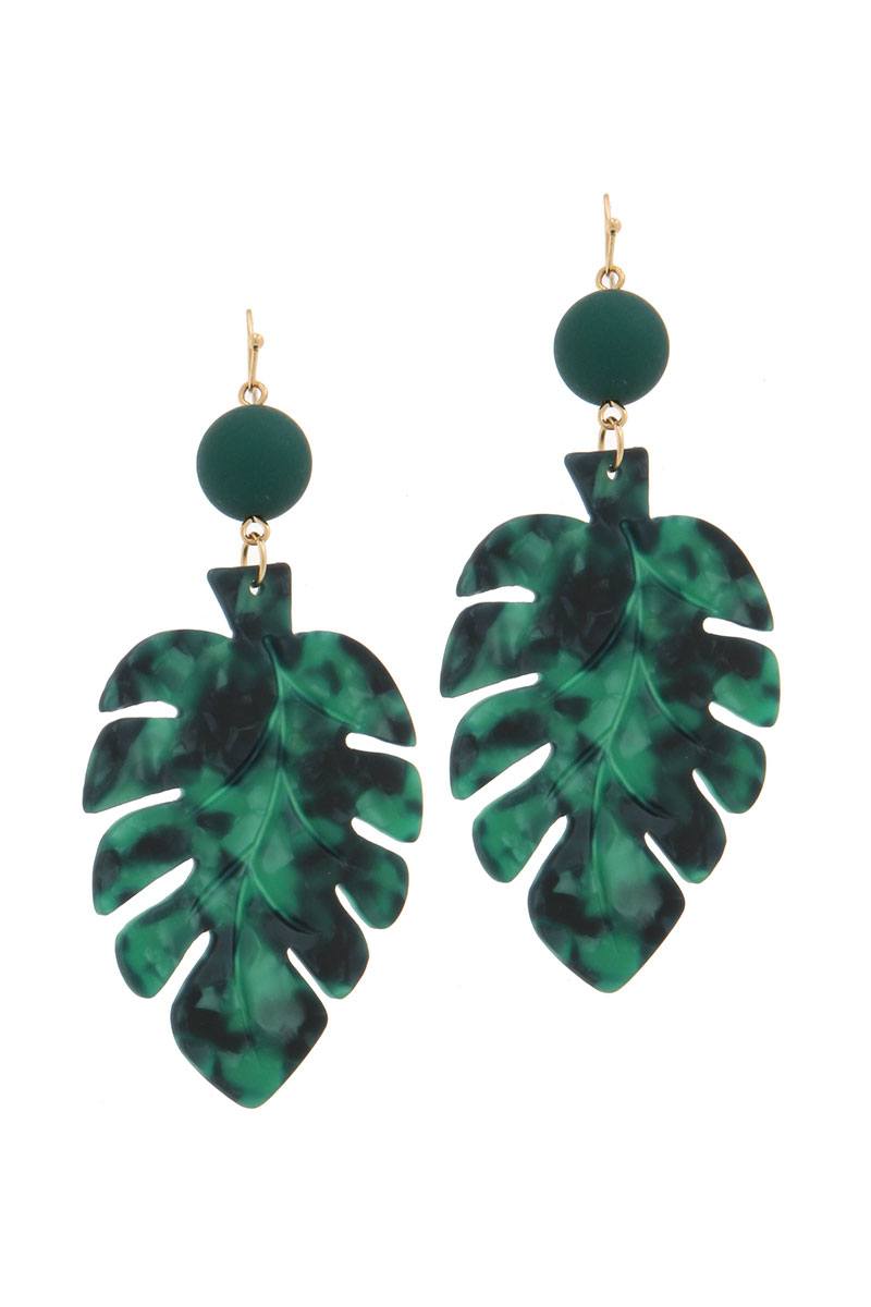 Acetate tropical leaf bead drop earring