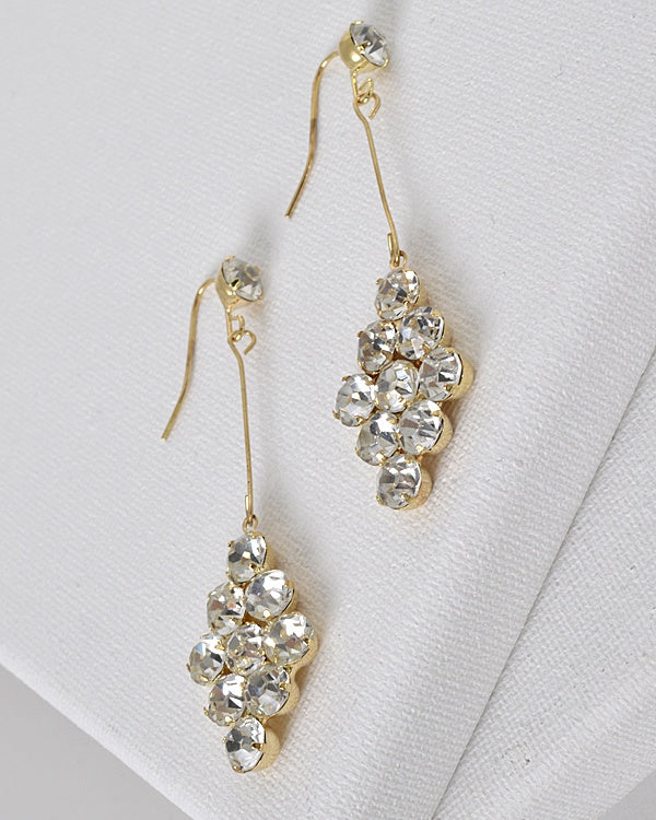 Rhombus Shaped Crystal Embellished Drop Earrings