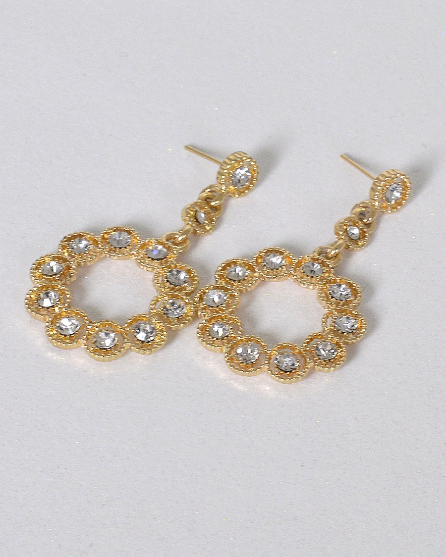 Stylish Ring Design Crystal Studded Drop Earrings