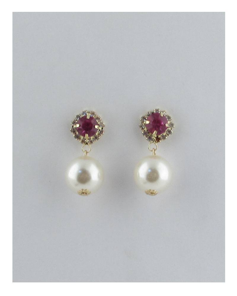 Post stud faux pearl dangle earrings