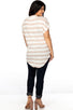 Ladies fashion plus size round neckline striped and destroyed cutout tee