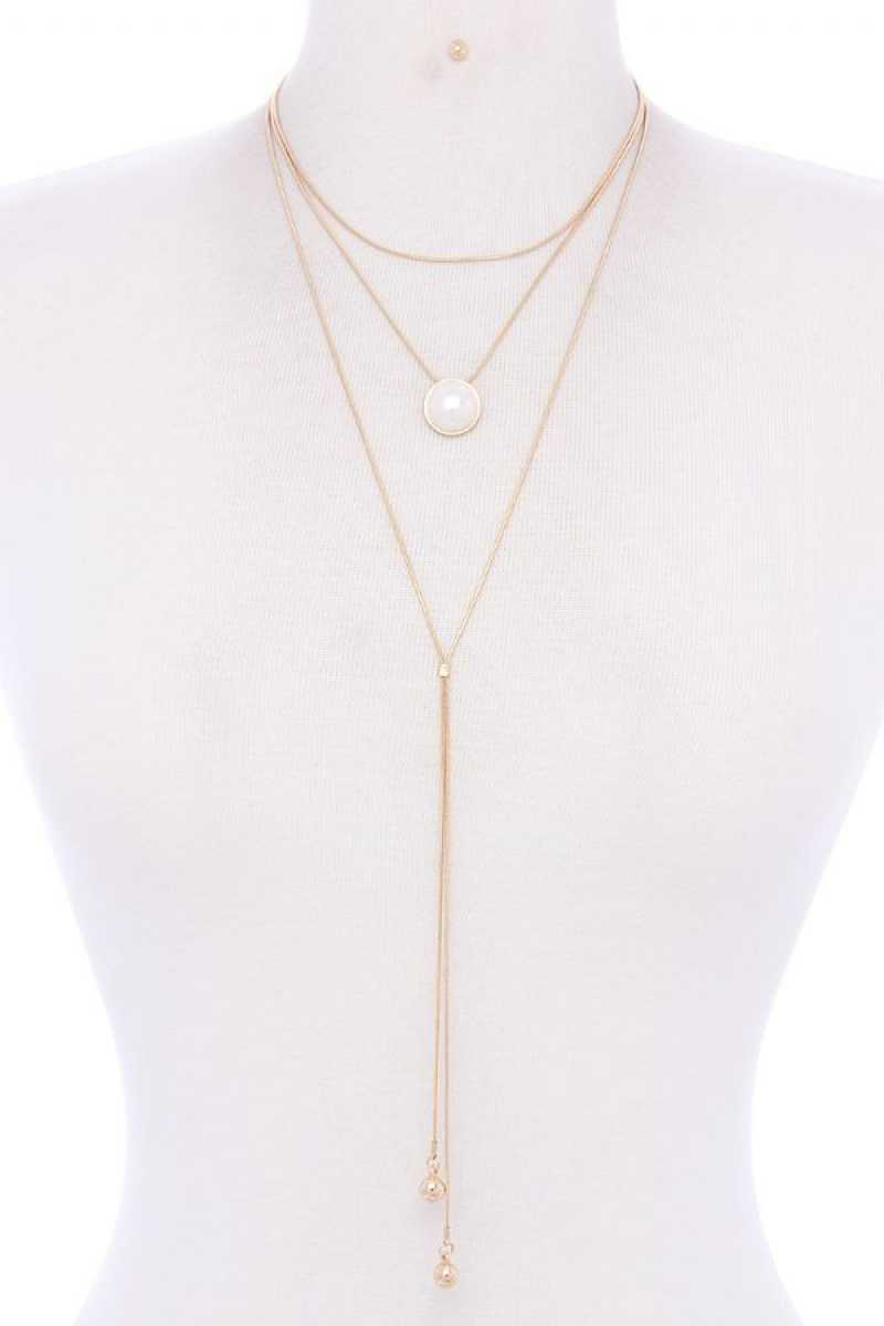 Metal Layered Y Shape Necklace