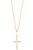 Elongated glass bead cross pendant necklace