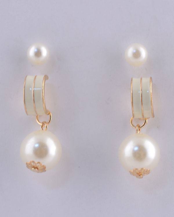 Semi Hoop Faux Pearl Drop Earrings