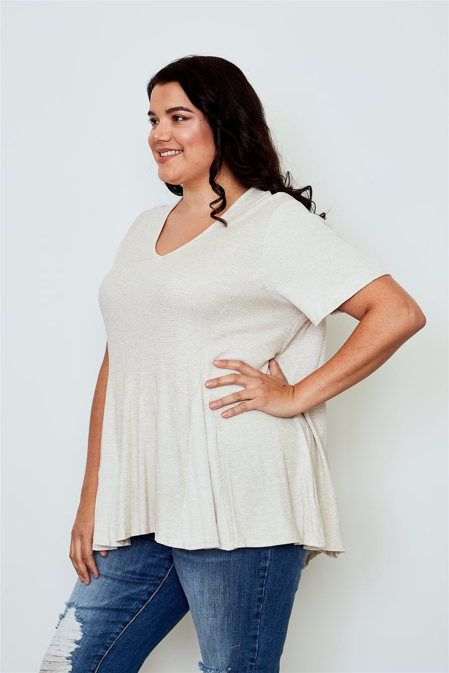 Plus size v neck loose top