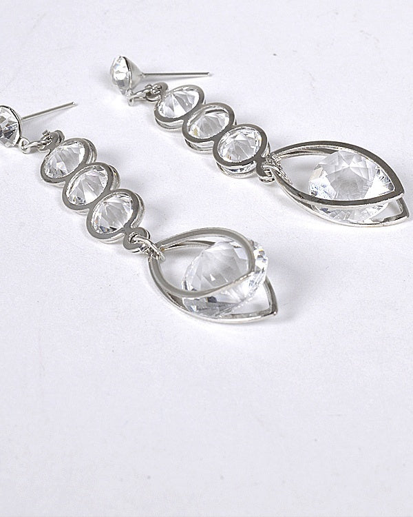 Crystal Studded Long Drop Earrings