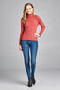 Ladies fashion plus size long sleeve turtle neck fitted rib sweater top