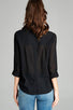 Ladies fashion plus size long sleeve front pocket chiffon blouse w/black button detail