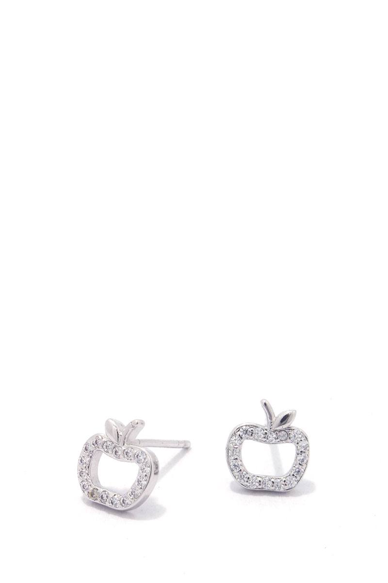 Apple rhinestone stud earring