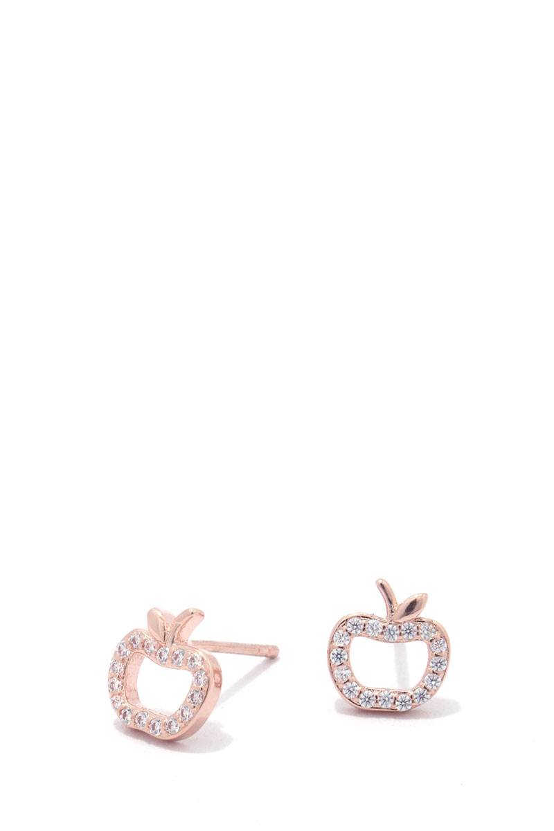 Apple rhinestone stud earring