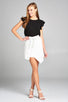 Ladies fashion waist bow tie asymmetrical pinstripe skirt