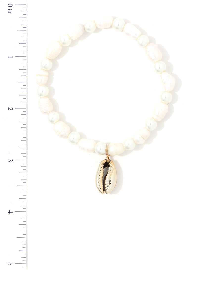 Cowrie Shell Beaded Stretch Bracelet