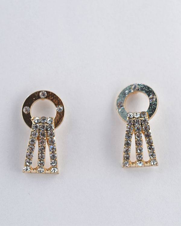 Open Circle Dangle Earrings with Crystal Studded Panel