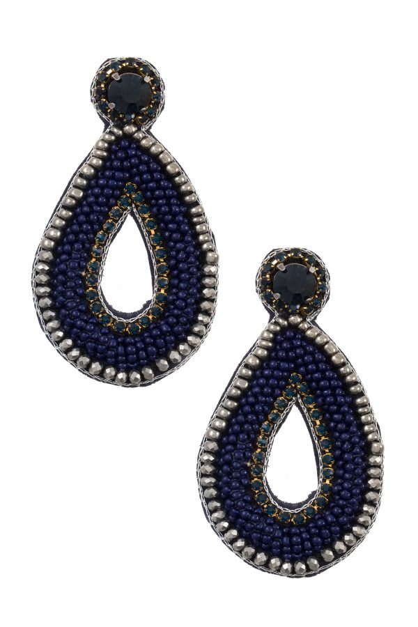 Mix jewel beaded teardrop earring